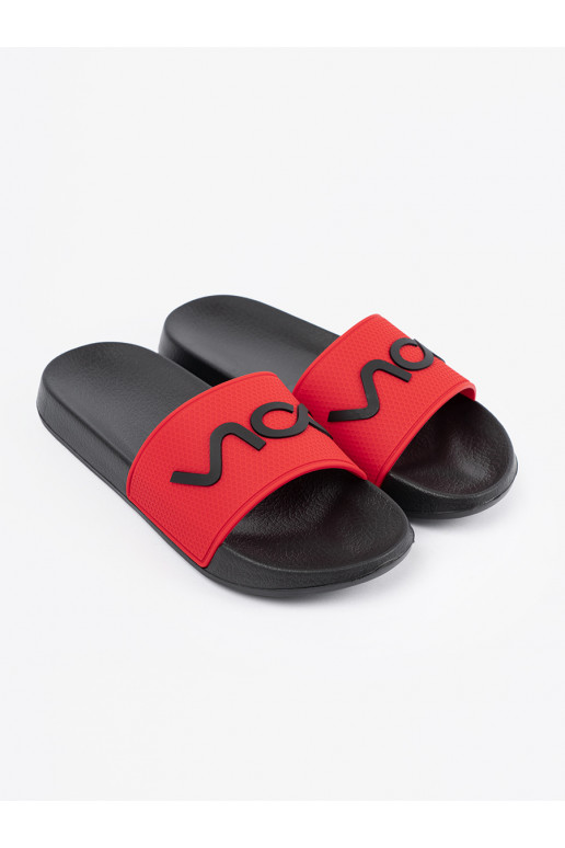 Černé a-červené Pantofle s nápisy Černé a-červené Pantofle s nápisy