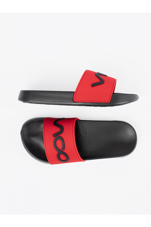 Černé a-červené Pantofle s nápisy Černé a-červené Pantofle s nápisy