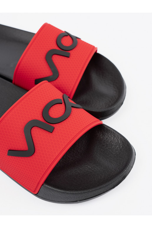 Černé a-červené Pantofle s nápisy Černé a-červené Pantofle s nápisy