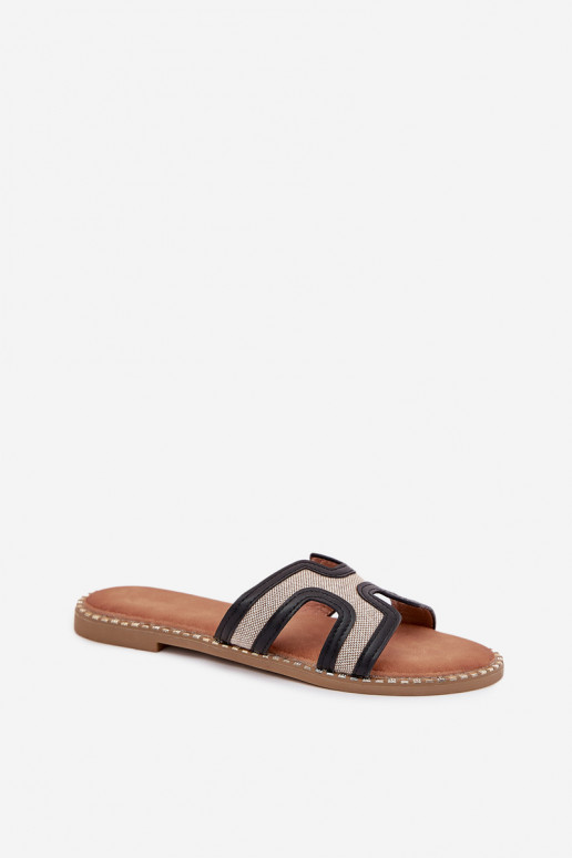 Dámské pantofle s širokými podpatky Černé Vereya