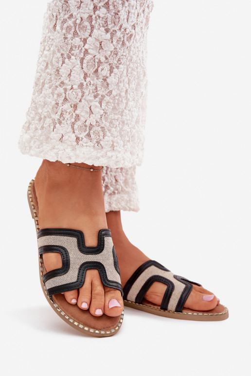 Dámské pantofle s širokými podpatky Černé Vereya