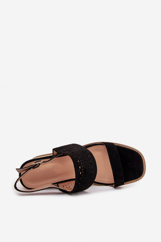 Dámské sandály s ažurovými prvky   Černé Zolira