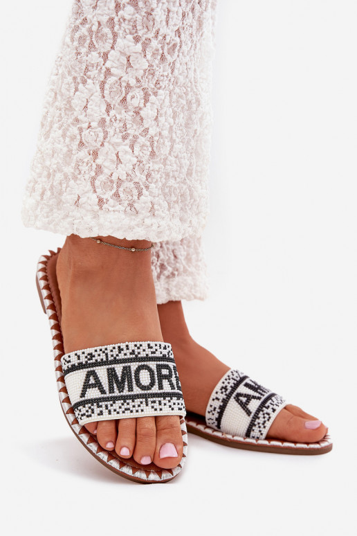 Dámské pantofle s širokými podpatky  Amore bílé Avelina