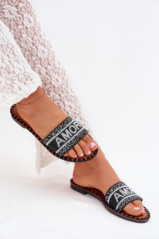 Dámské pantofle s širokými podpatky  Amore Černé Avelina