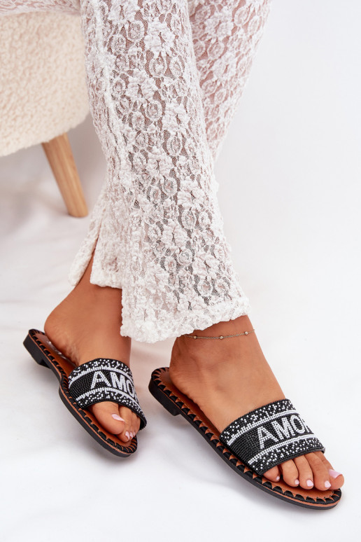 Dámské pantofle s širokými podpatky  Amore Černé Avelina