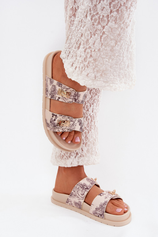  Dámské pantofle s platformou béžové Sorina