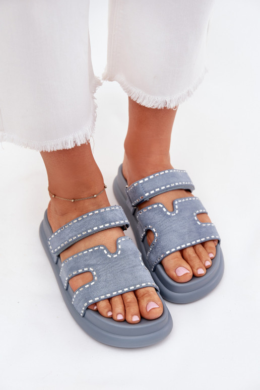 Dámské pantofle  s platformou modrá Delyna