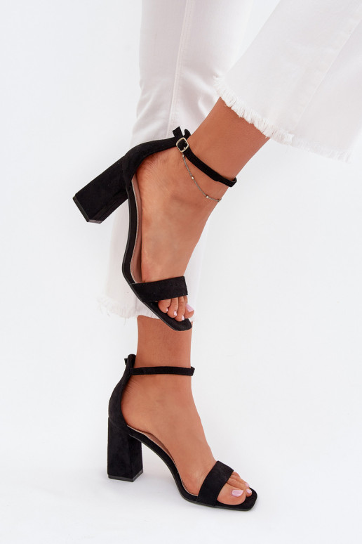 Dámské sandály na vysokém podpatku Z z eko semišeu Černé Elirae