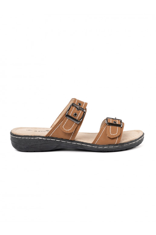 hnědá Pantofle  ze mi klamrami hnědá Pantofle  ze mi klamrami