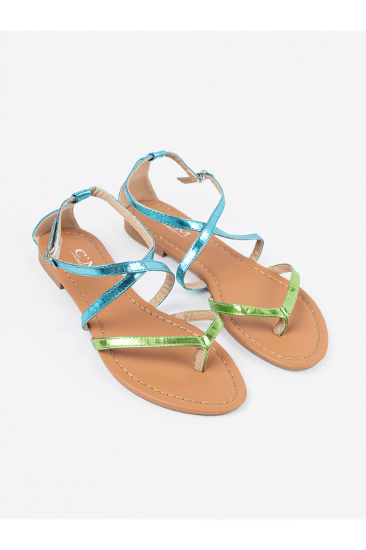 Ploché boty sandály z zielono mi paseczkami Ploché boty sandály z zielono mi paseczkami
