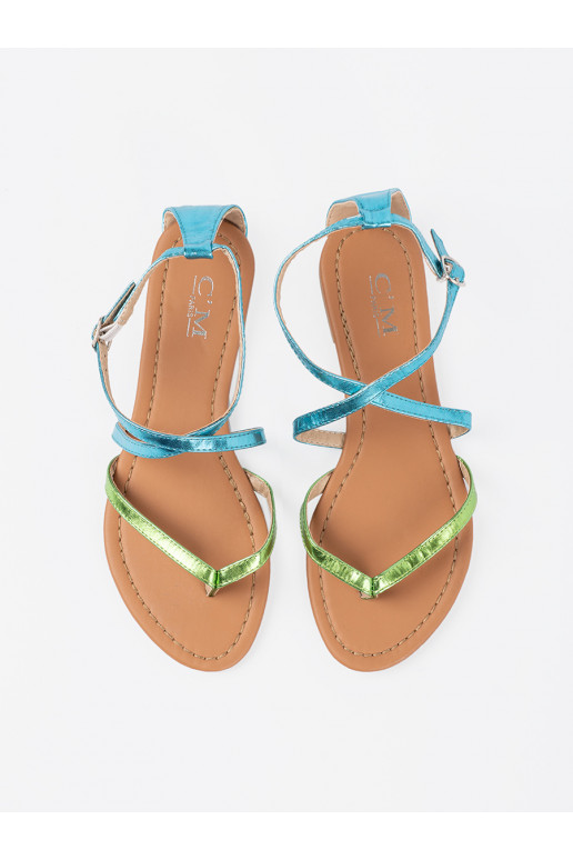 Ploché boty sandály z zielono mi paseczkami Ploché boty sandály z zielono mi paseczkami