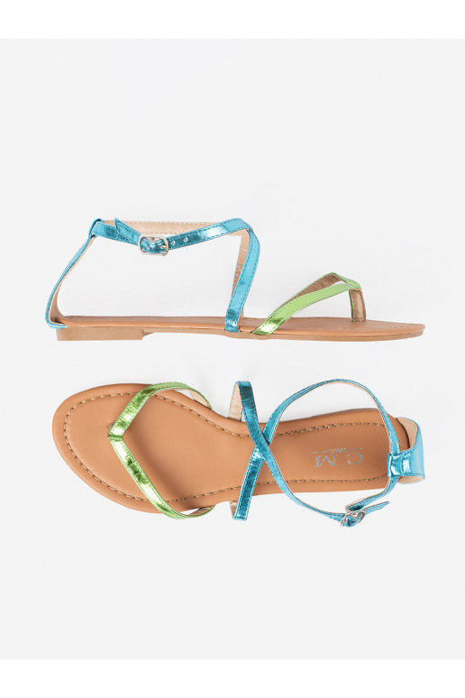 Ploché boty sandály z zielono mi paseczkami Ploché boty sandály z zielono mi paseczkami