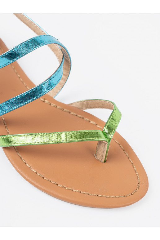 Ploché boty sandály z zielono mi paseczkami Ploché boty sandály z zielono mi paseczkami