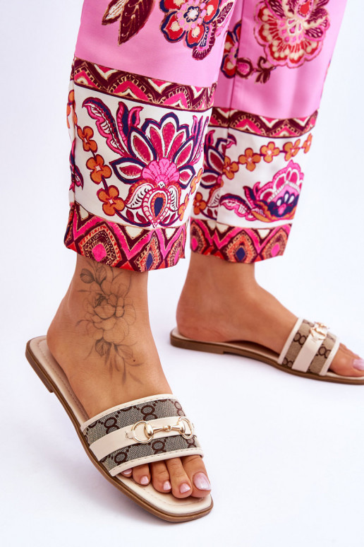 Ploché sandály klasického modelu béžové Marlene