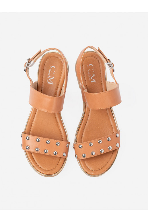 karamelová barva sandály  ze mi ćwiekami karamelová barva sandály  ze mi ćwiekami