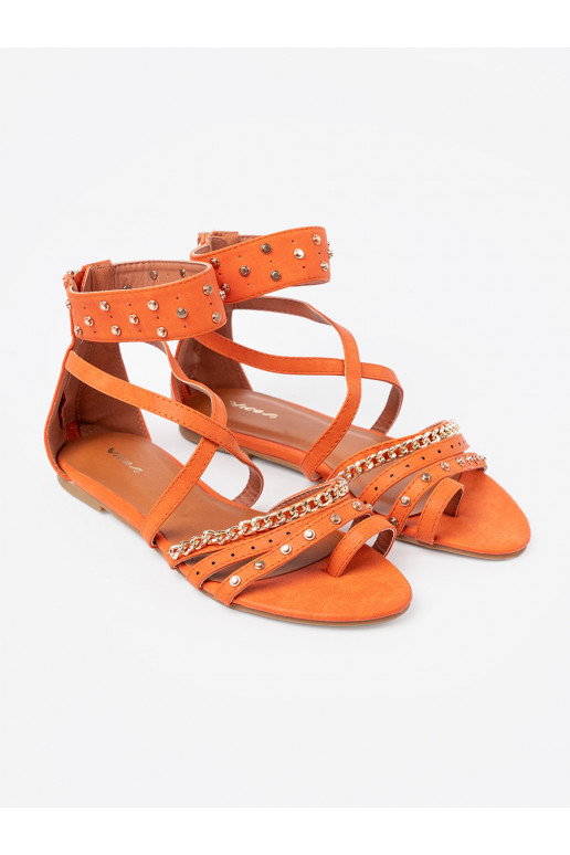 v oranžové barvě sandály boho s nýty v oranžové barvě sandály boho s nýty