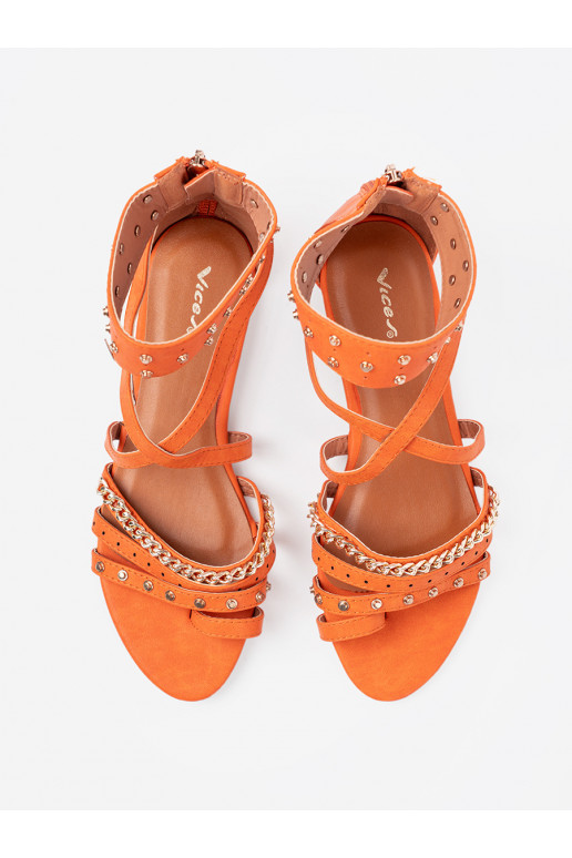 v oranžové barvě sandály boho s nýty v oranžové barvě sandály boho s nýty