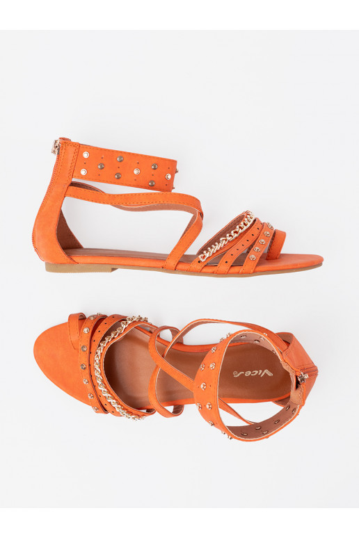 v oranžové barvě sandály boho s nýty v oranžové barvě sandály boho s nýty