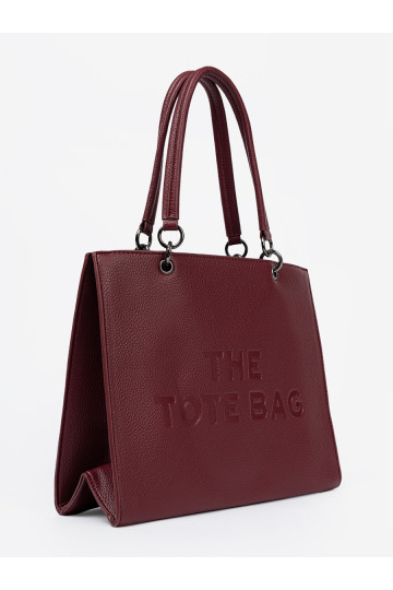 vínová kabelka typu tote z tłoczonym napisem 2