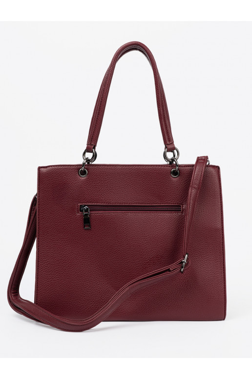 vínová kabelka typu tote z tłoczonym napisem