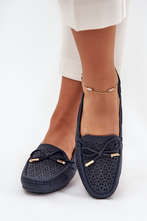 Dámské mokasíny s ažurovými prvky I Wiązaniem tmavě modrá Mirisa