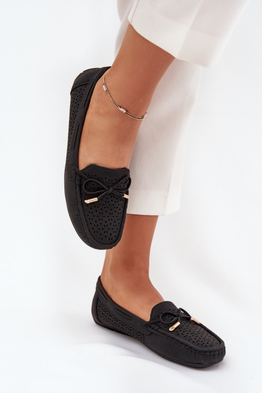 Dámské mokasíny s ažurovými prvky I Wiązaniem Černé Mirisa