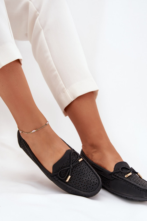 Dámské mokasíny s ažurovými prvky I Wiązaniem Černé Mirisa