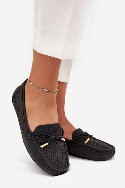 Dámské mokasíny s ažurovými prvky I Wiązaniem Černé Mirisa