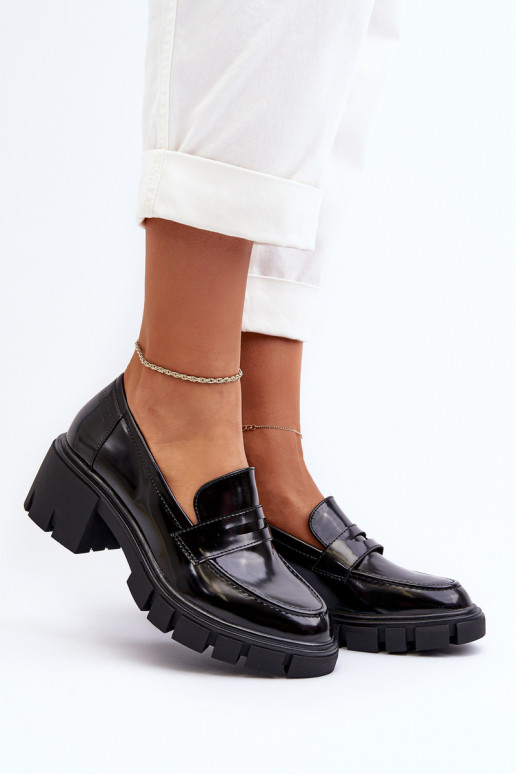 Dámské mokasíny se širokým podpatkem Big Star NN274055 Černé Dámské mokasíny se širokým podpatkem Big Star NN274055 Černé