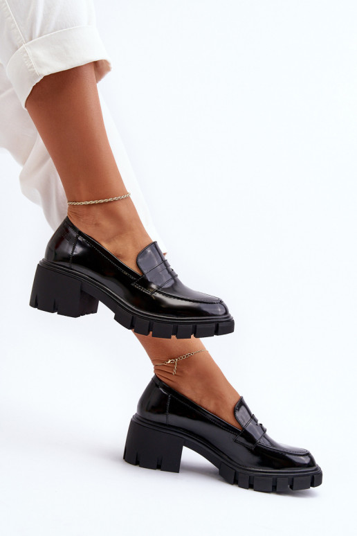 Dámské mokasíny se širokým podpatkem Big Star NN274055 Černé Dámské mokasíny se širokým podpatkem Big Star NN274055 Černé