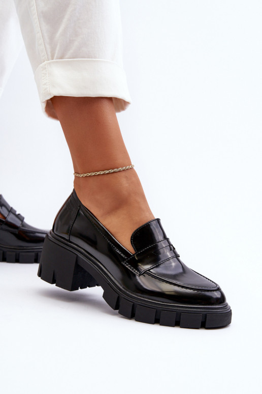 Dámské mokasíny se širokým podpatkem Big Star NN274055 Černé Dámské mokasíny se širokým podpatkem Big Star NN274055 Černé