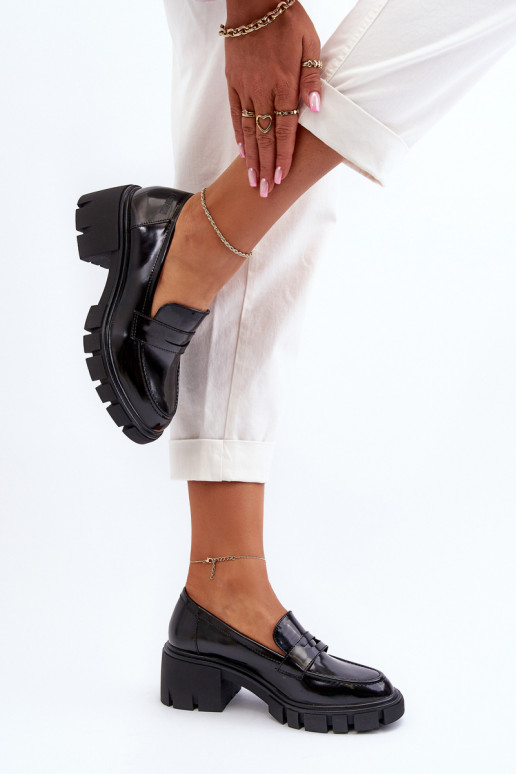 Dámské mokasíny se širokým podpatkem Big Star NN274055 Černé Dámské mokasíny se širokým podpatkem Big Star NN274055 Černé