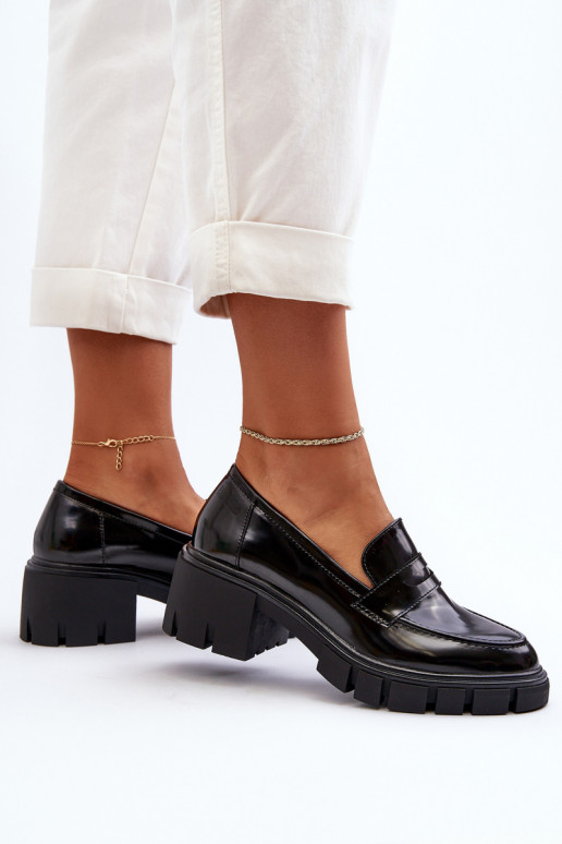 Dámské mokasíny se širokým podpatkem Big Star NN274055 Černé Dámské mokasíny se širokým podpatkem Big Star NN274055 Černé