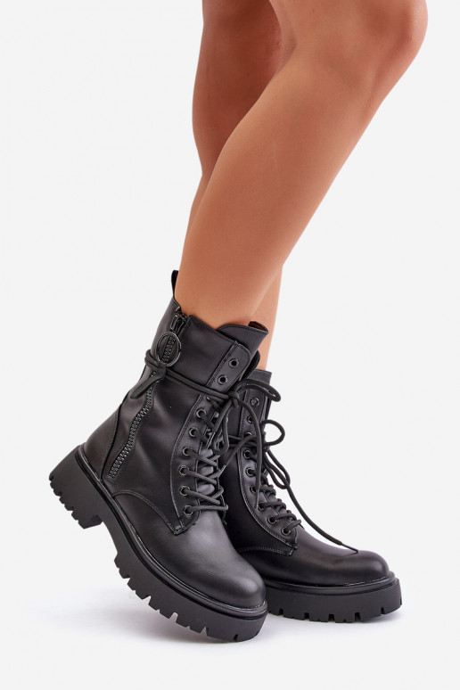 zateplené boty   z ekologické kůže Černé Nealandra