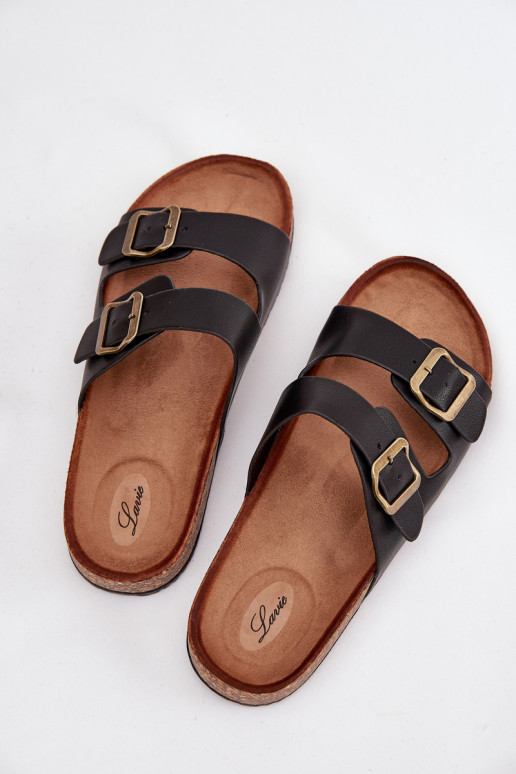  Pantofle s platformou s přezkami Černé Vesina