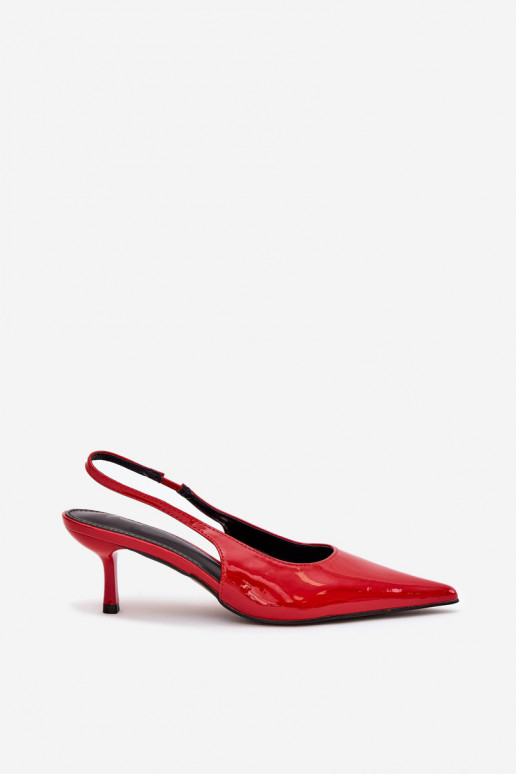 s efektem laku Obuv s tenkými podpatky s otevřenou patou červené Talira