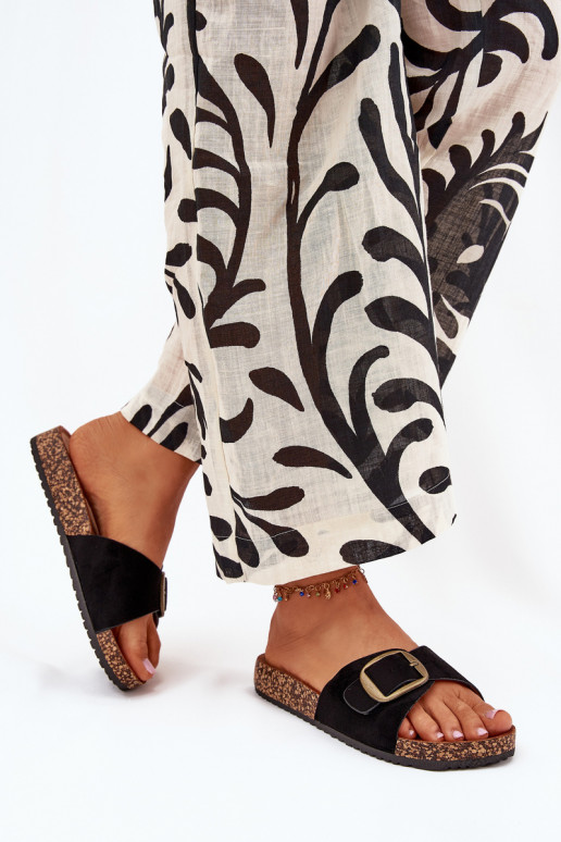 Dámské pantofle s přezkami s platformou Černé Zavira