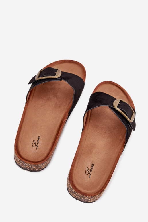 Dámské pantofle s přezkami s platformou Černé Zavira