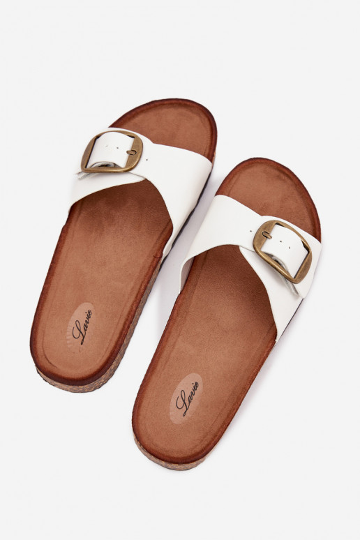 Dámské pantofle s platformou s přezkami bílé Vianara