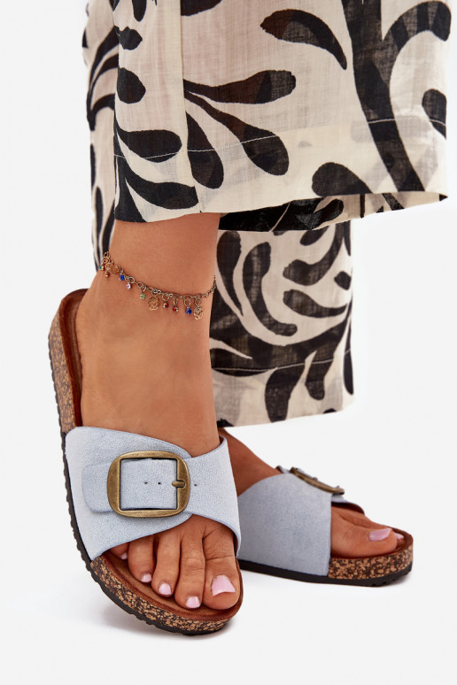 Dámské pantofle s přezkami s platformou modrá Zavira