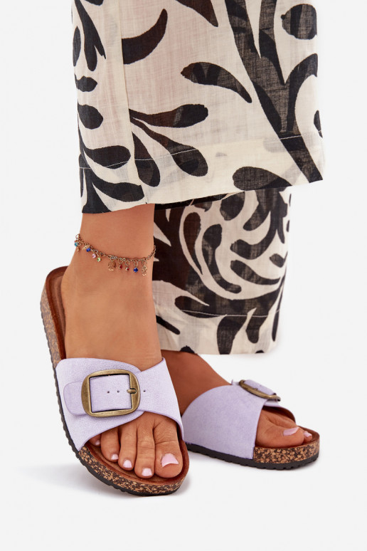 Dámské pantofle s přezkami s platformou Barva fialová Zavira