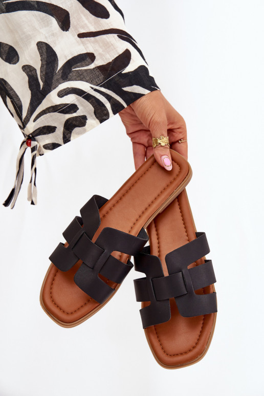 Dámské pantofle s širokými podpatky Černé Mirona