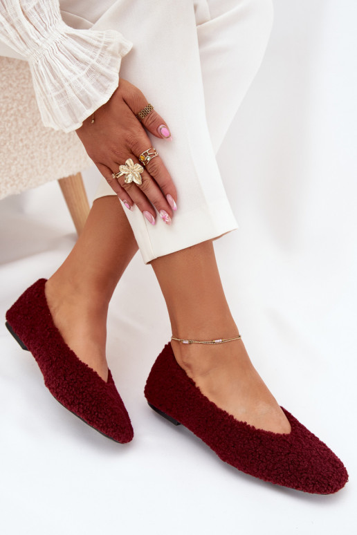 baleríny  s kožešinou Typu Baranek vínová Zimira