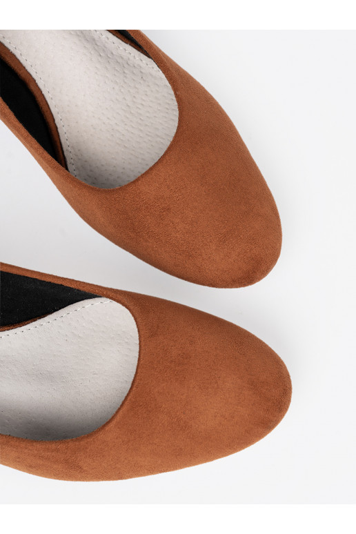 hnědá vysoké podpatky z ozdobnym m obcasem hnědá vysoké podpatky z ozdobnym m obcasem