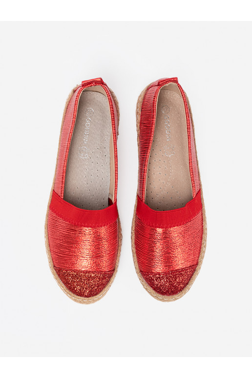 červené Espadrilky z błyszczącą nitką