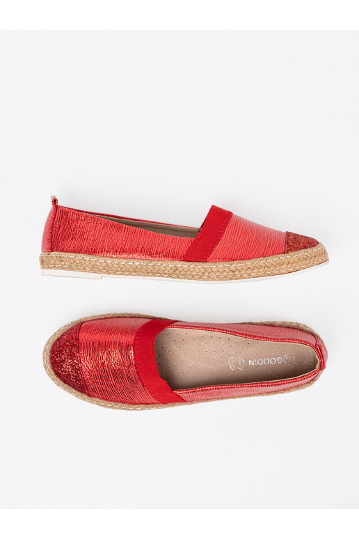 červené Espadrilky z błyszczącą nitką
