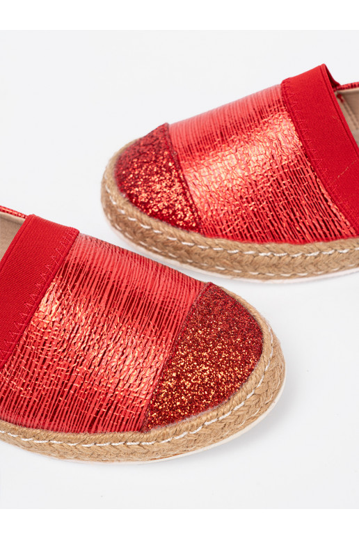 červené Espadrilky z błyszczącą nitką