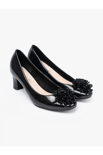 s efektem laku vysoké podpatky z efektowną ozdobą 2