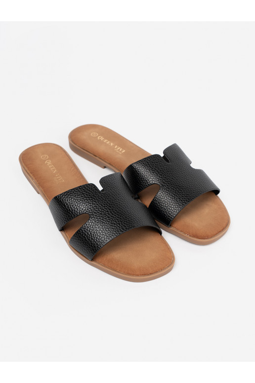 Černé Pantofle  z ekologické kůže Černé Pantofle  z ekologické kůže