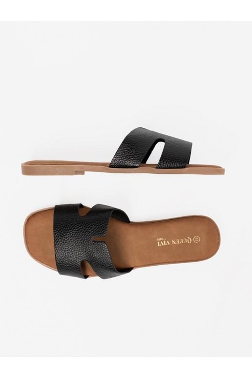 Černé Pantofle  z ekologické kůže Černé Pantofle  z ekologické kůže